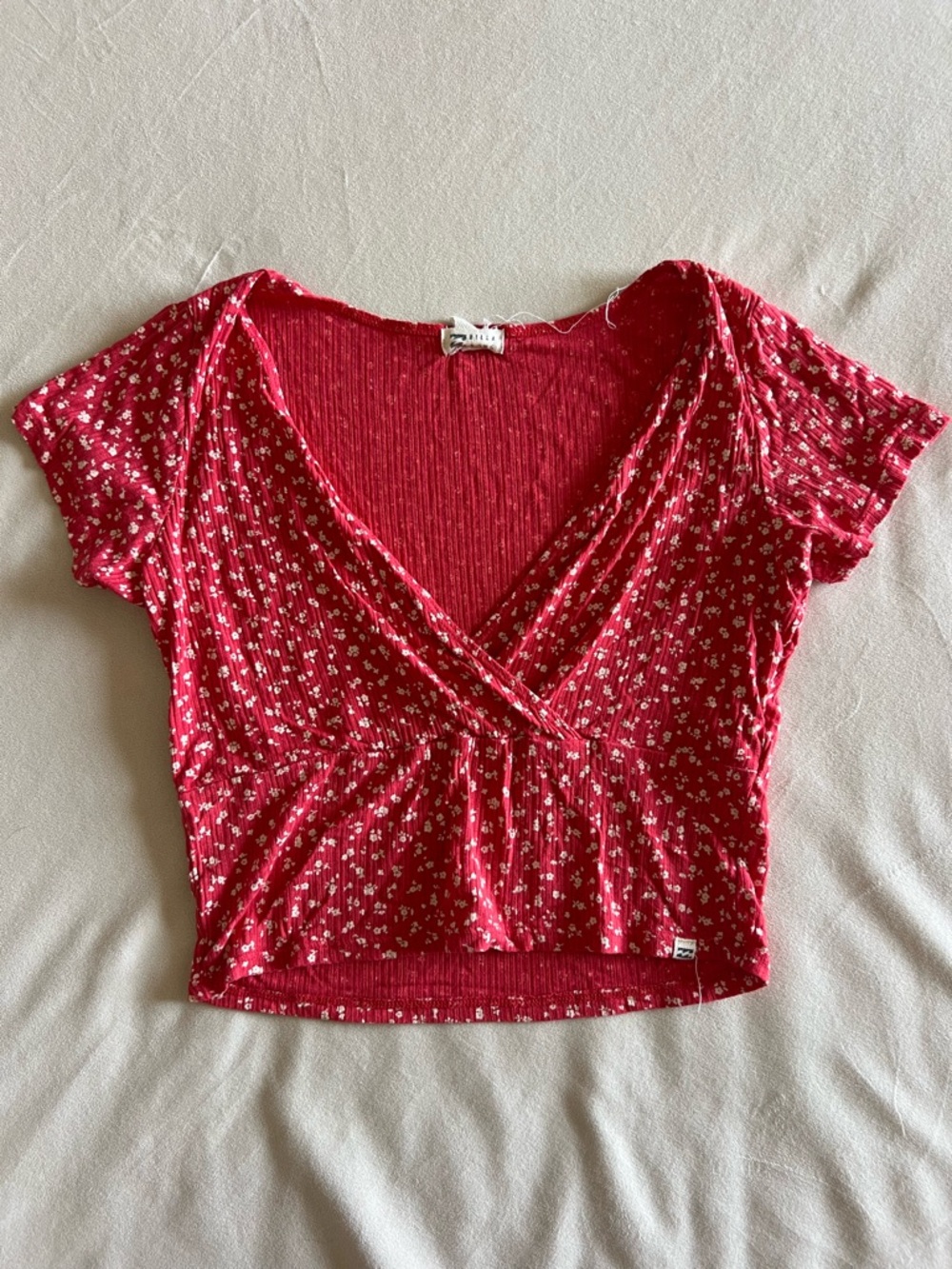 Red Floral Wrap Crop Top - Billabong